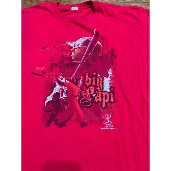 2007 David Ortiz Big Papi Graphic Logo T-Shirt Mens Size 2XL Red Boston Red Sox - Picture 2 of 6